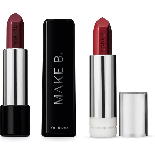 Combo Make B. Glossy: Batom Vinho Blackberry 3,6g + Refil Vinho Wine 3,6g