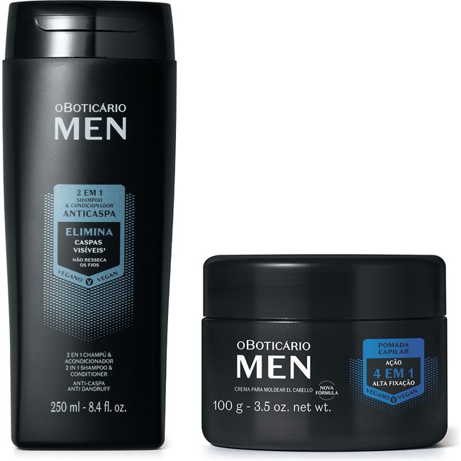Combo Men Anticaspa: Shampoo e Condicionador Anticaspa 2 em 1 250ml + Pomada Capilar 4 em 1 100g