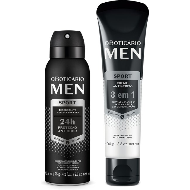 Combo MEN Sport: Creme Antiatrito 3 em 1 100g + Desodorante Para Pés 125ml