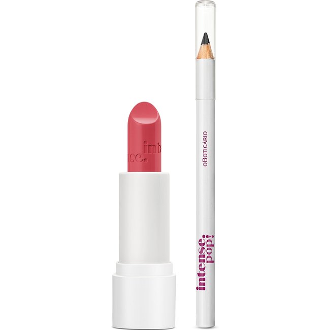 Combo Intense Pop: Batom Rosa Malva 3,6g + Lápis Para Olhos Preto 1,1g