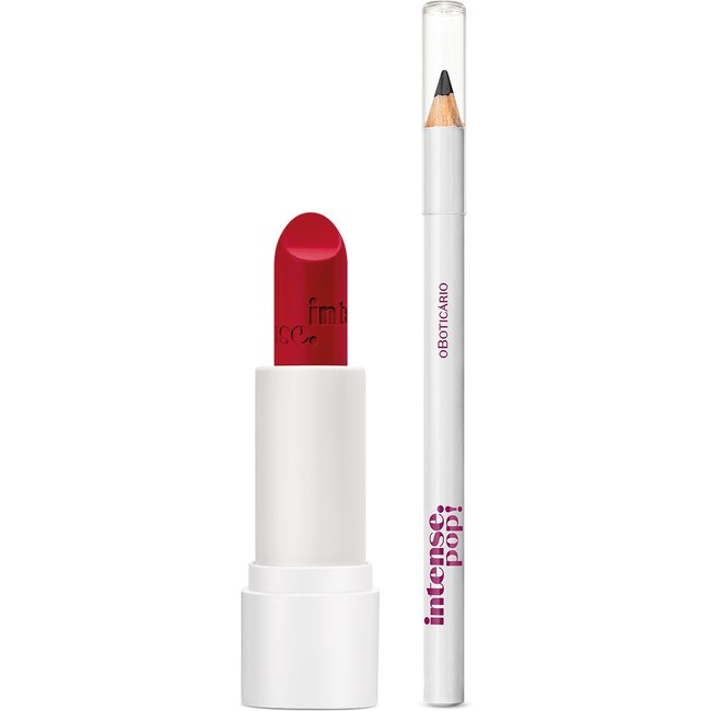 Combo Intense Pop: Batom Vermelho 3,6g + Lápis Para Olhos Preto 1,1g