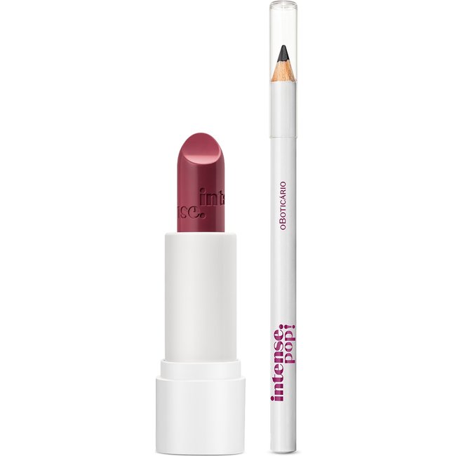 Combo Intense Pop: Batom Rosa 3,6g + Lápis Para Olhos Preto 1,1g