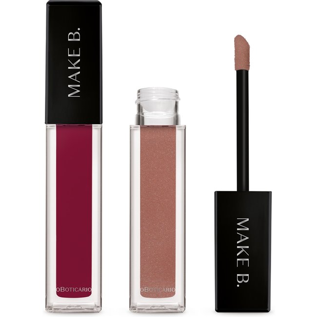 Combo Make B: Batom Líquido Mate Magenta Gourmand Berry 5ml + Gloss Marrom Claro Soft Silk 5ml