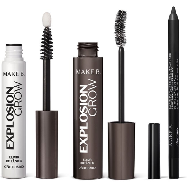 Combo Make B. Explosion Grow: Sérum para Cílios e Sobrancelhas 5g + Lápis Para Olhos 1,2g + Máscara de Cílios 10g