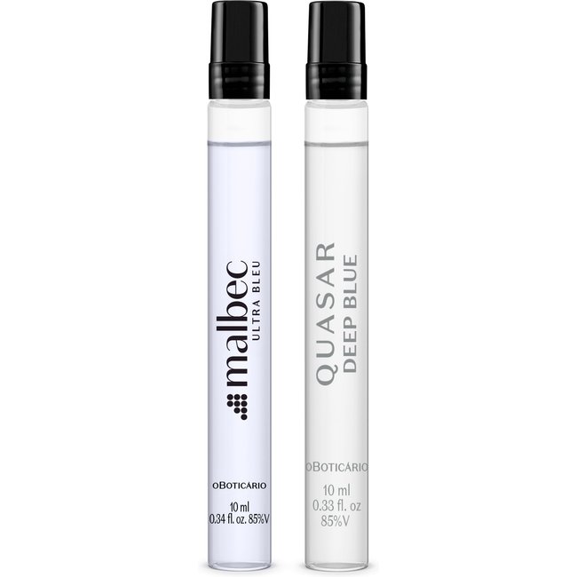 Combo Perfumaria Masculina Tamanho Viagem : Malbec Ultra Bleu 10ml + Quasar Vision 10ml