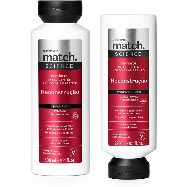 Combo Match Science Reconstrução: Shampoo 300ml + Condicionador 280ml