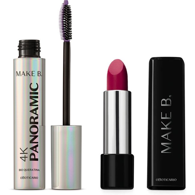 Combo Make B.: Batom Rosa Fúcsia By Narcisa 3,6g + Máscara de Cílios 10g