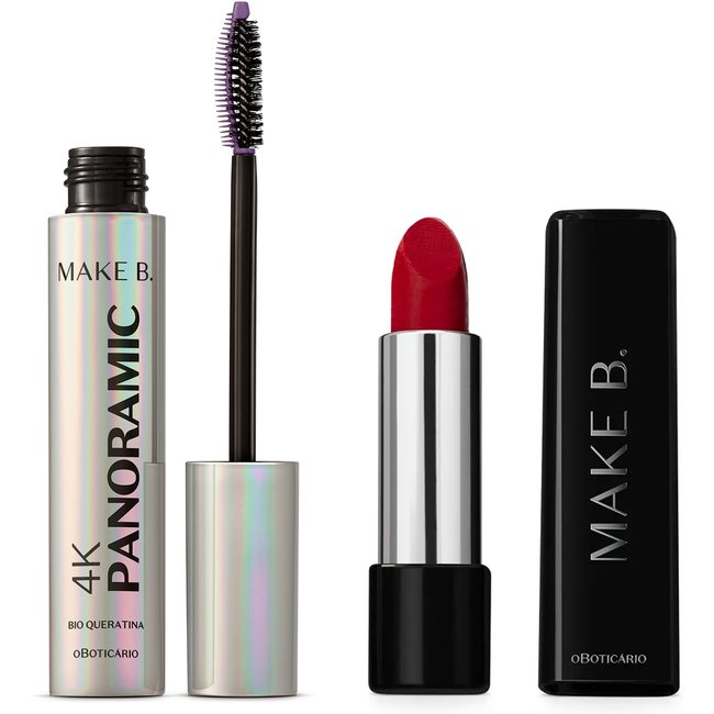 Combo Make B.: Batom Vermelho By Narcisa 3,6g + Máscara de Cílios 10g