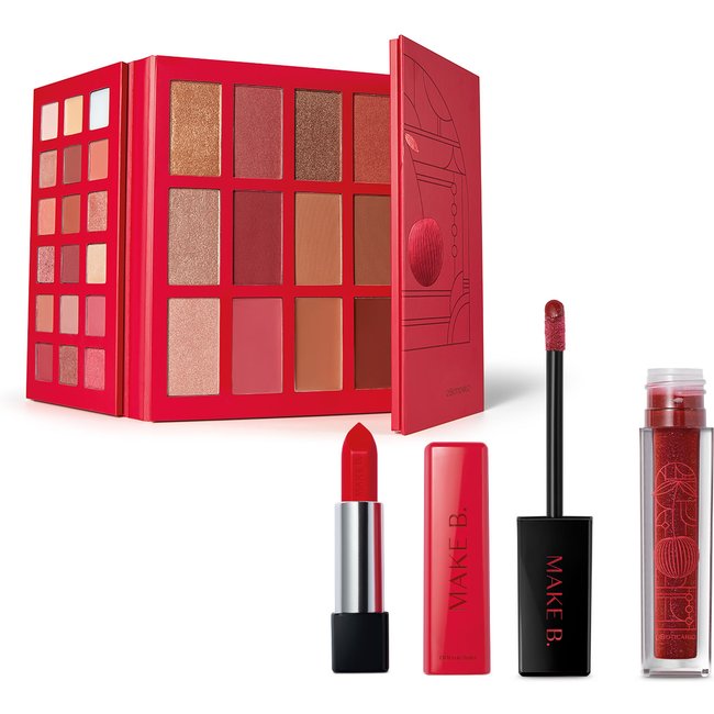 Combo Make B. Cereja Rouge: Paleta Mulfuncional 73,8g + Batom Vermelho 3,6g + Gloss Labial Vermelho 5ml