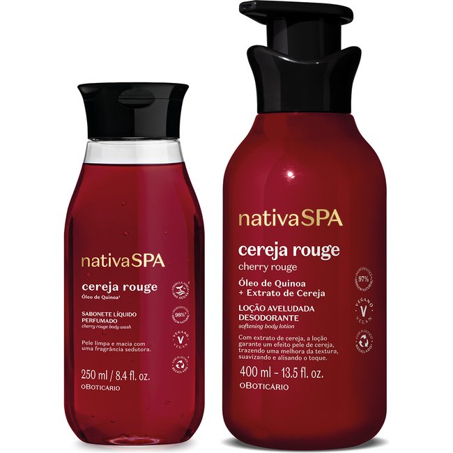 Combo Nativa Spa Cereja Rouge: Loção Corporal 400ml + Sabonete Líquido 250ml