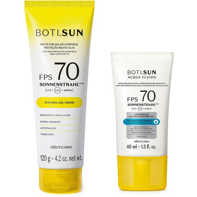 Combo Protetor Solar Boti.Sun: Corporal FPS70 120G + Facial Antissinais FPS70 40ml