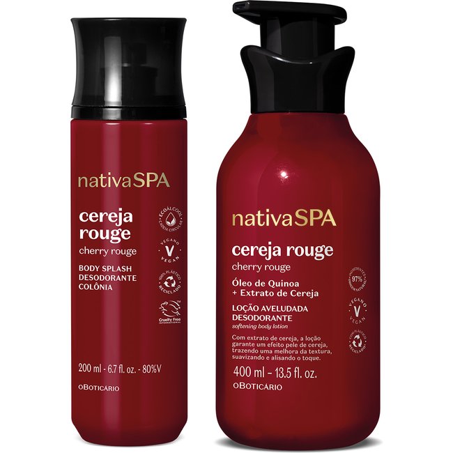 Combo Nativa Spa Cereja Rouge: Loção Corporal 400ml + Body Splash 200ml