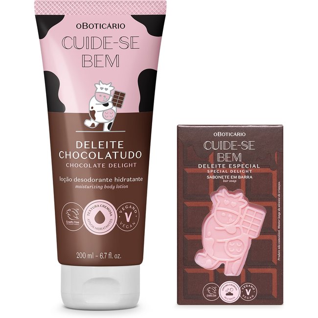 Combo Cuide-se Bem Deleite Chocolatudo: Loção Corporal 200ml + Sabonete em Barra 120g