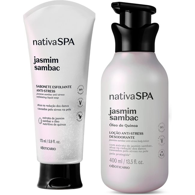 Combo Nativa Spa Jasmim Sambac: Loção Corporal 400ml + Sabonete Líquido 175ml