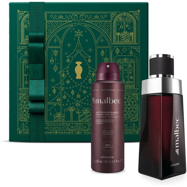 Combo Presente Malbec: Desodorante Colônia 100ml + Antitranspirante 75g/125g + Caixa Presenteável