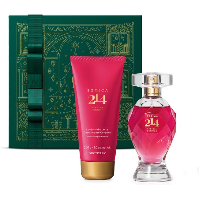 Combo Presente Natal Botica 214 African Sunrise: Eau de Parfum 75ml + Loção Corporal 200g + Caixa Presenteável