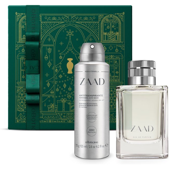 Combo Presente Zaad: Eau de Parfum 95ml + Desodorante Aerosol 75g/125ml + Caixa Presenteável
