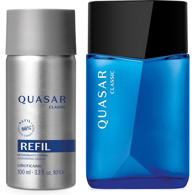 Combo Quasar Classic: Desodorante Colônia 100ml + Refil 100ml