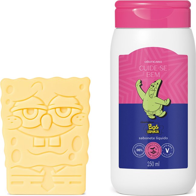 Combo Cuide-se Bob Esponja: Sabonete Líquido 250ml + Sabonete em Barra 2 x 100g