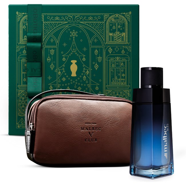 Combo Presente Malbec Bleu: Desodorante Colônia 100ml + Nécessarie Marrom + Caixa de Presente
