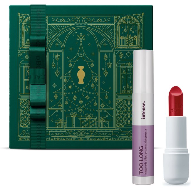 Combo Presente Intense: Batom Vermelho 3,8g + Máscara de Cílios 11g + Caixa de Presente