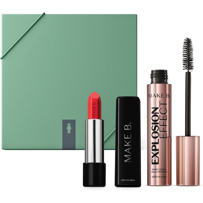 Combo Presente: Máscara de Cílios 10g + Batom Vermelho. 3,6g + Caixa Presenteável