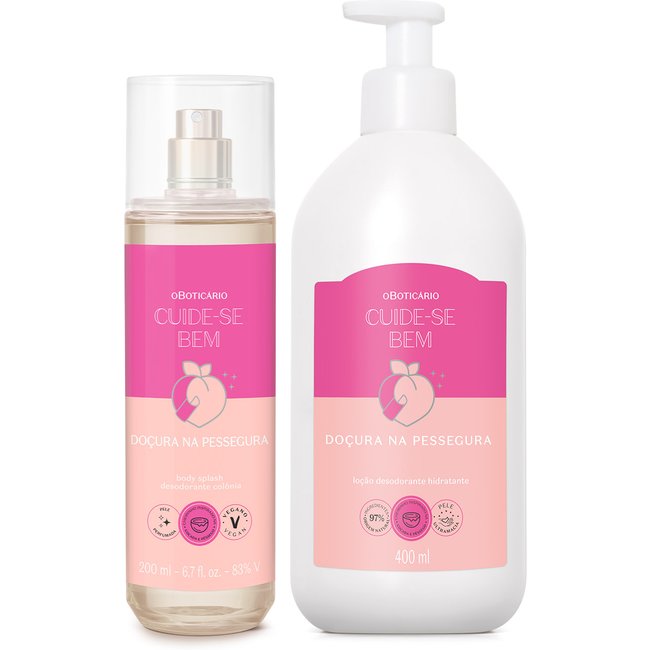 Combo Cuide-se Bem Doçura na Pessegura: Body Splash 200ml + Loção Corporal 400ml