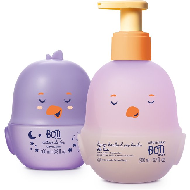Combo Boti Baby Lua: Colônia Para Bebê 100ml + Loção Corporal Banho e Pós-Banho 200ml