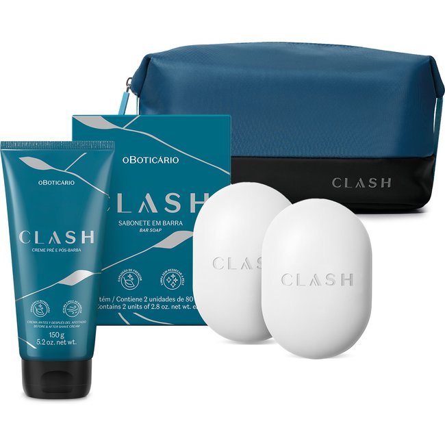 Combo Clash: Creme Pré E Pós- Barba + Sabonete em Barra 2x80g + Nécessarie