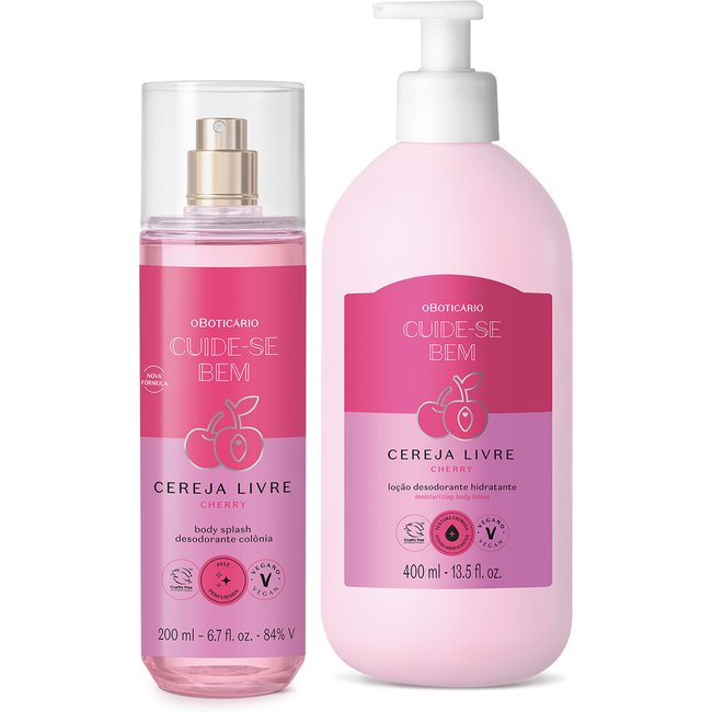 Combo Cereja Livre: Body Splash 200ml + Loção Corporal 400ml