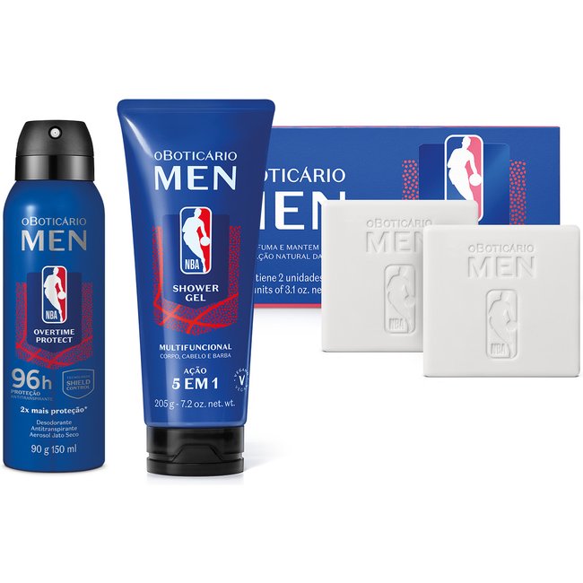 Combo Men NBA: Sabonete Em Barra 2x 90g + Shower Gel 200g + Desodorante Antitranspirante 150ml