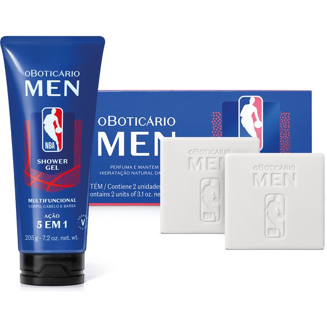 Combo Men NBA: Shower Gel 200g + Sabonete Em Barra 2x 90g
