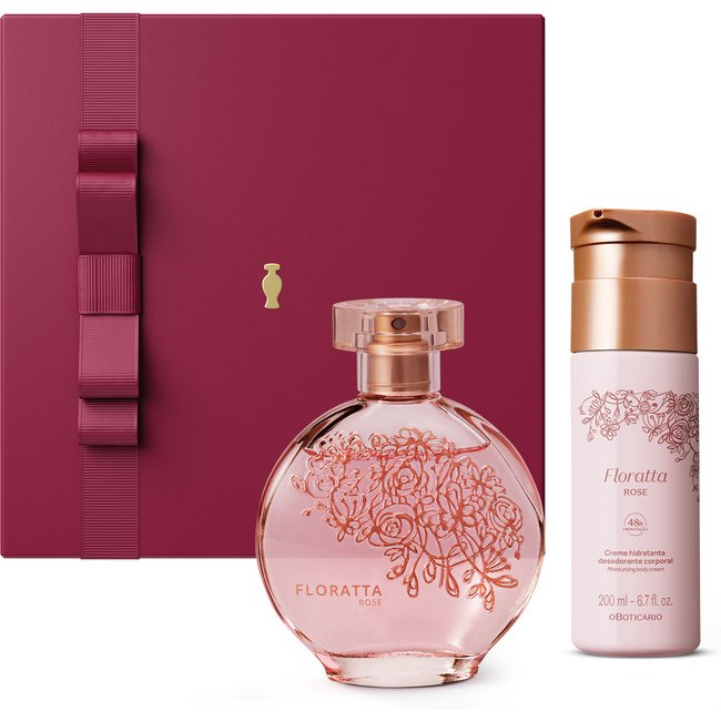 Combo Presente Floratta Rose: Desodorante Colônia 75ml + Creme Corporal 200ml + Caixa de Presente