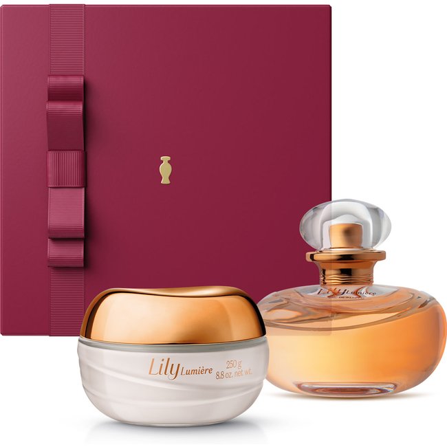 Combo Presente Lily Lumière: Eau De Parfum 75ml + Creme Acetinado Hidratante Desodorante Corporal 250g + Caixa de Presente