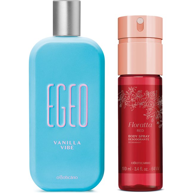 Combo Layering: Egeo Vanilla Vibe Desodorante Colônia 90ml + Body Spray Floratta Red 100ml