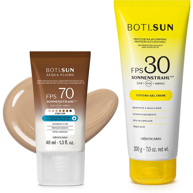 Combo Boti.Sun Protetor Solar: Facial com cor 03 FPS70 200g + Corporal FPS30 200g