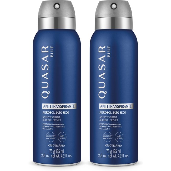 Combo Quasar Blue: Desodorante Antitranspirante Aerossol 2x75g/125ml