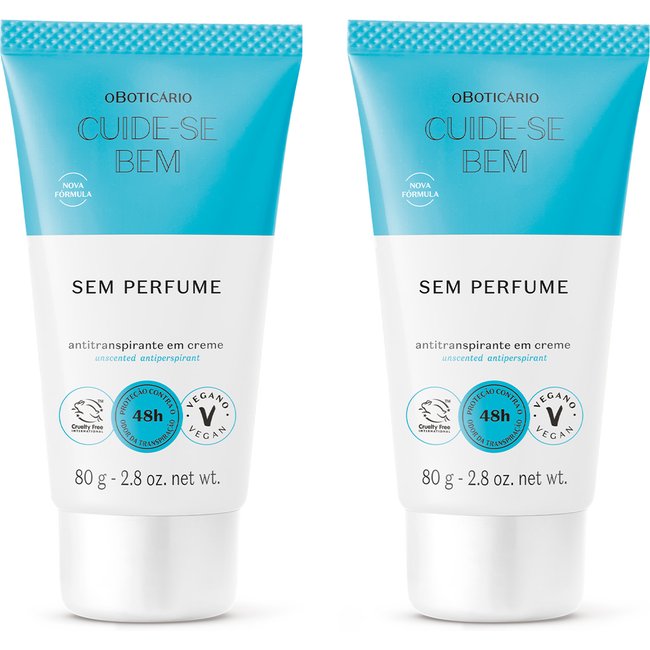 Combo Antitranspirante Em Creme Sem Perfume Cuide-se Bem 80g (2 itens)