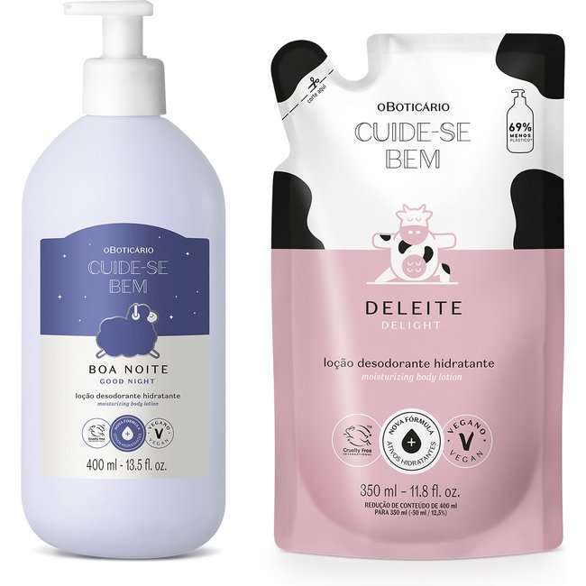 Combo Cuide-se Bem: Loção Corporal Boa Noite 400ml + Refil Deleite 350ml