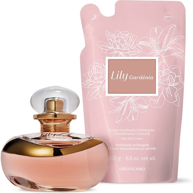 Combo Lily Gardénia: Eau De Parfum 75ml + Refil Creme Acetinado Corporal 250g