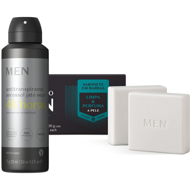 Combo MEN: Sabonete em Barra 2x90g + Desodorante Antitranspirante 125ml