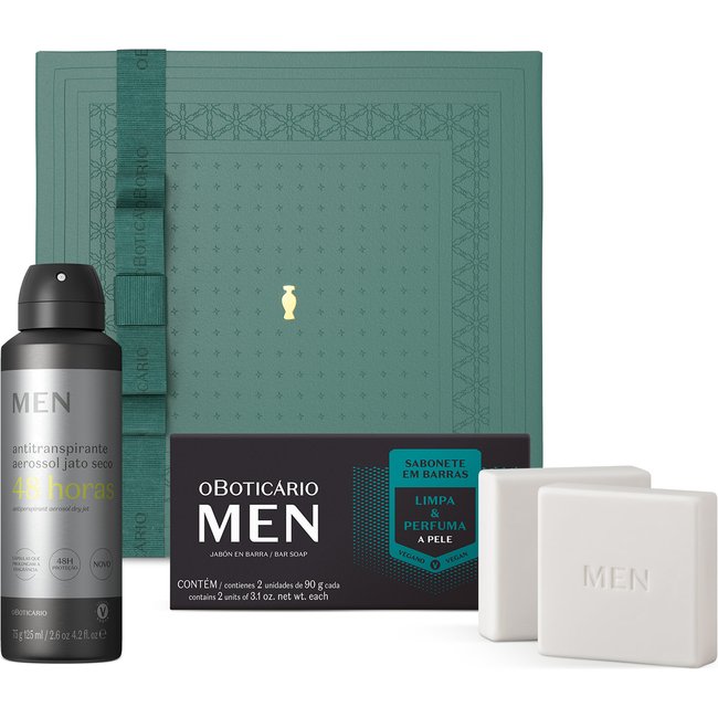 Combo Presente MEN: Sabonete em Barra 2x90g + Desodorante Antitranspirante125ml + Caixa Presenteável