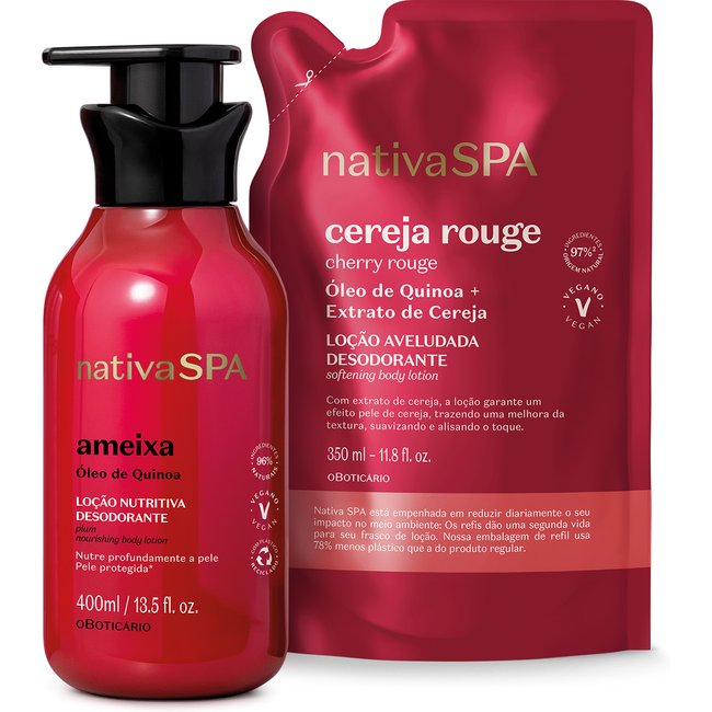 Combo Nativa Spa: Loção Corporal Ameixa 400ml + Refil Cereja Rouge 350ml
