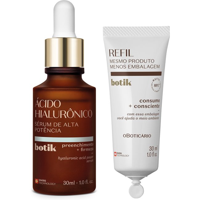 Combo Botik Ácido Hialurônico: Sérum Facial de Alta Potência 30ml + Refil 30ml