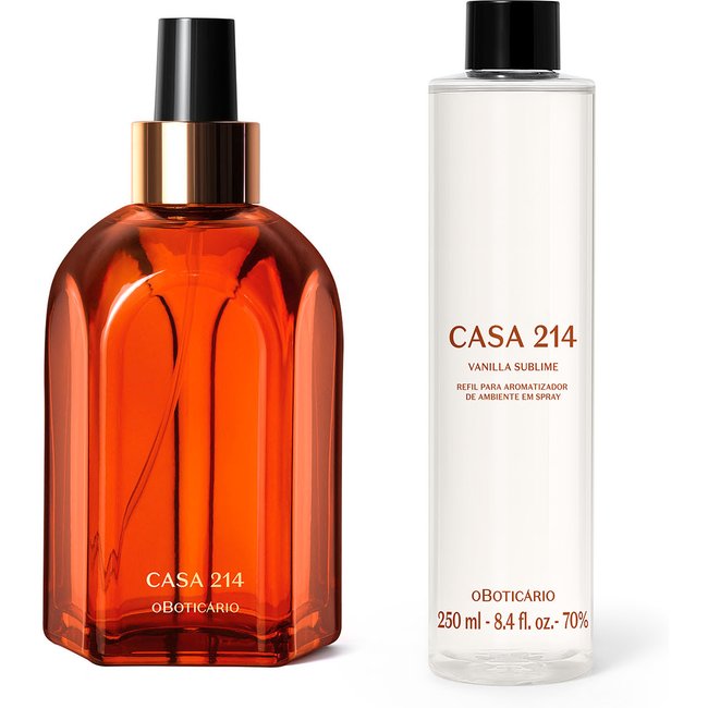 Combo Casa 214 Vanilla Sublime: Aromatizador Em Spray 250ml + Refil 250ml