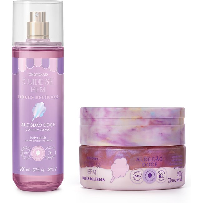 Cuide-se Bem Doces Delírios Algodão Doce: Body Splash 200ml +Creme Duo Desodorante Hidratante 200g