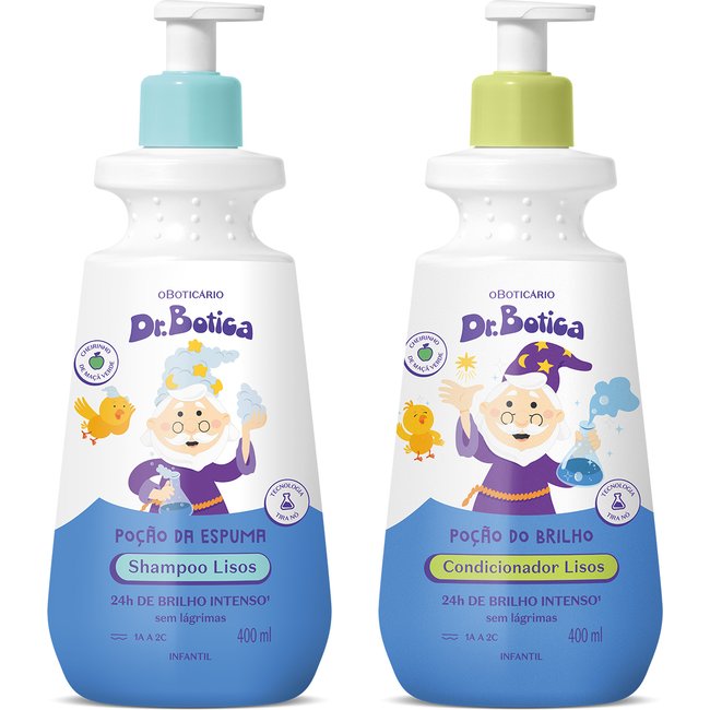Combo Dr. Botica Cabelos Lisos 1A 2C: Shampoo Infantil 400ml + Condicionador Infantil 400ml