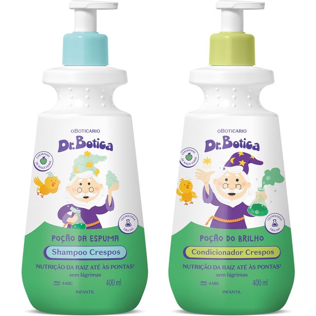 Combo Dr. Botica Cabelos Crespos 4 ABC: Shampoo Infantil 400ml + Condicionador Infantil 400ml