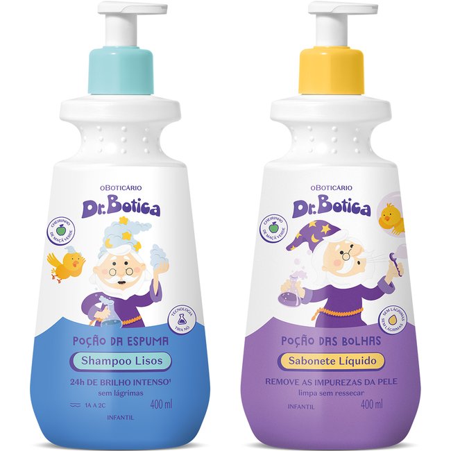 Combo Dr. Botica: Shampoo Infantil Cabelos Lisos 1A 2C 400ml+Sabonete Líquido Infantil 400ml