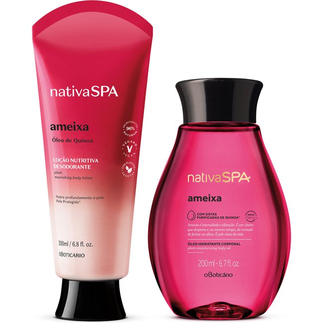 Combo Nativa Spa Ameixa: Loção Nutritiva Desodorante 200ml + Óleo Corporal 200ml